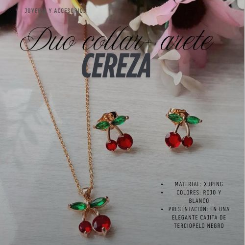 DUO COLLAR + ARETE CEREZA